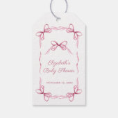  Coquette Bows Roze Baby Meisje Douche Cadeaulabel (Achterkant)