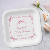  Coquette Bows Roze Baby Meisje Douche Papieren Bordje