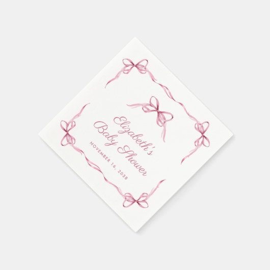  Coquette Bows Roze Baby Meisje Douche Servet (Hoek)