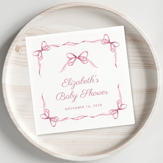  Coquette Bows Roze Baby Meisje Douche Servet