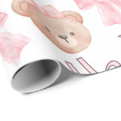 Coquette Bows & Teddybeer - Gelukkige Verjaardag Cadeaupapier (Rol Hoek)