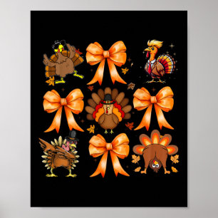 Coquette Bows Thanksgiving Turkije Kerst Turkije Poster