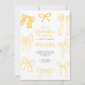 Coquette Bows Yellow Graduation Party Uitnodiging (Voorkant)