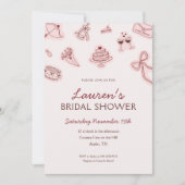 Coquette Bridal Shower Invitation Kaart (Voorkant)