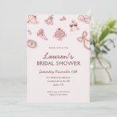 Coquette Bridal Shower Invitation Kaart (Staand voorkant)