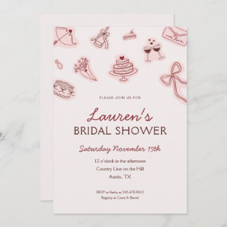 Coquette Bridal Shower Invitation Kaart