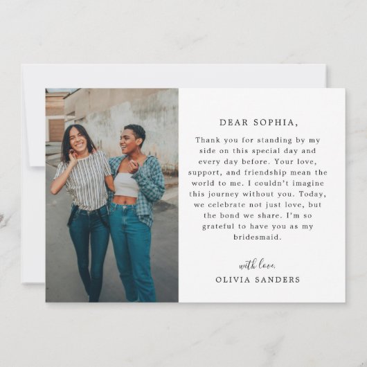 Coquette buigen voor mijn bruidsmeisje trouwdag fo bedankkaart (Achterkant)