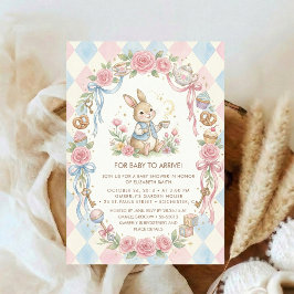 Coquette Bunny Baby Shower flower Blush Pink Kaart