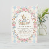 Coquette Bunny Baby Shower flower Blush Pink Kaart (Staand voorkant)