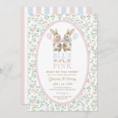 Coquette Bunny Blue or Pink Gender Reveal Kaart (Voorkant / Achterkant)