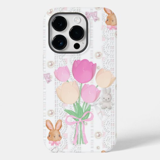 Coquette Bunny Phone Case – White & Floral (Achterkant)