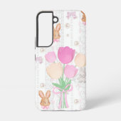 Coquette Bunny Phone Case – White & Floral Samsung Galaxy Hoesje (Achterkant)