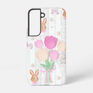 Coquette Bunny Phone Case – White & Floral Samsung Galaxy Hoesje
