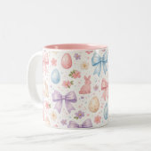 Coquette Bunny & Pink Bows Easter Mug Tweekleurige Koffiemok (Voorkant links)