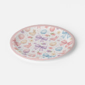 Coquette Bunny & Pink Bows Easter Paper Plates Papieren Bordje (Gekanteld)