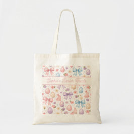 Coquette Bunny Roze Strik Aangepaste Pasen Boodsch Tote Bag