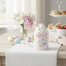 Coquette Bunny & Roze Strikjes Pasen Beker Tweekleurige Koffiemok