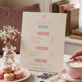 Coquette Cafe Menu Roze Strik Bakkerij Dessertweer Reclamebord Met Voetstuk