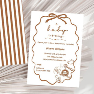 Coquette Cafe' Neutrale Koffie Baby Shower Kaart