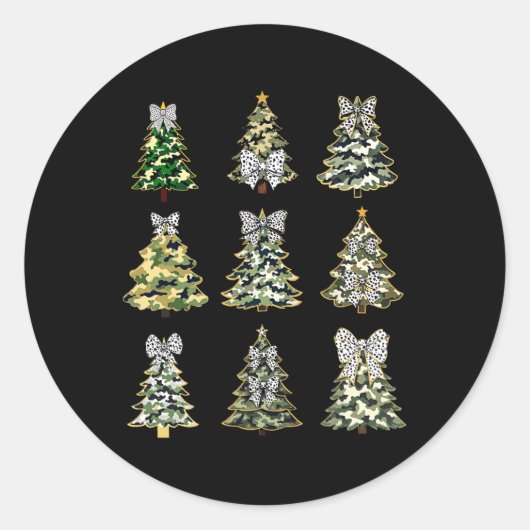 Coquette Camo Kerstboom Bow Camouflage Huntin Ronde Sticker (Voorkant)