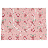 Coquette Candy Cane Pattern Holiday Groot Cadeauzakje (Voorkant)