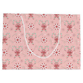 Coquette Candy Cane Pattern Holiday Groot Cadeauzakje (Achterkant)