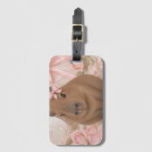 coquette capibara roze strik bagage label (Voorkant (verticaal))