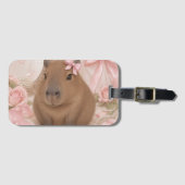 coquette capibara roze strik bagage label (Voorkant (horizontaal))