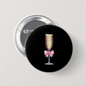 Coquette Champagne Gl Happy New Year 2026 Party Wo Ronde Button 5,7 Cm (Voorkant /achterkant)