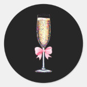 Coquette Champagne Gl Happy New Year 2026 Party Wo Ronde Sticker (Voorkant)