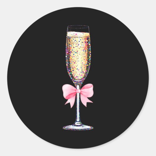 Coquette Champagne Gl Happy New Year 2026 Party Wo Ronde Sticker (Voorkant)