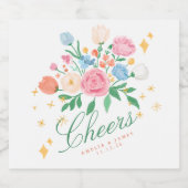 Coquette Charm Bloemenschildering Bruiloft Sparkling Wijnetiket (Enkel label)