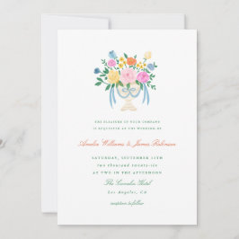 Coquette Charm Handgeschilderde Bloem Bruiloftsinv Kaart