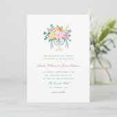 Coquette Charm Handgeschilderde Bloem Bruiloftsinv Kaart (Staand voorkant)