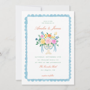 Coquette Charm Handgeschilderde Bloem Bruiloftsinv Kaart