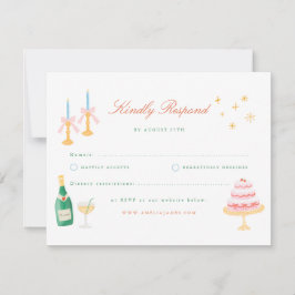 Coquette Charm Handgeschilderde Huwelijksreactie RSVP Kaartje