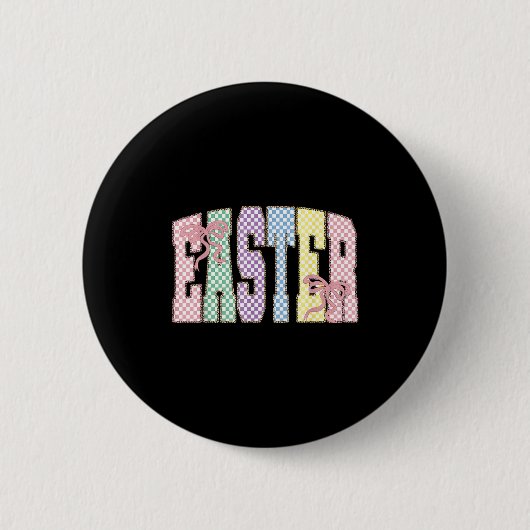Coquette Checkered Easter Day Spring Easter Pastel Ronde Button 5,7 Cm (Voorkant)