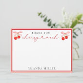 Coquette Cherry Baby shower Bedankkaart (Staand voorkant)