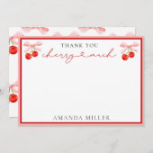 Coquette Cherry Baby shower Bedankkaart (Voorkant / Achterkant)