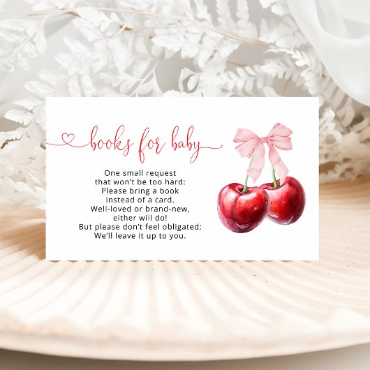 Coquette Cherry Baby shower Boek Aanvraag Informatiekaartje