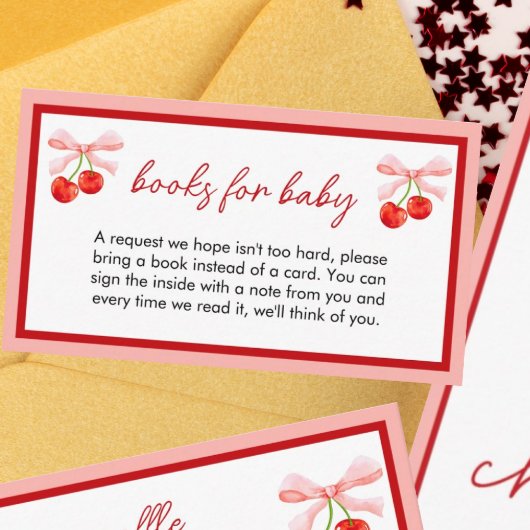 Coquette Cherry Baby shower Boeken voor Baby Informatiekaartje