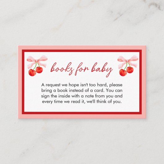 Coquette Cherry Baby shower Boeken voor Baby Informatiekaartje (Voorkant)