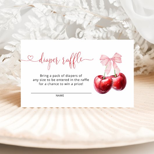 Coquette Cherry Baby shower Luier Raffle Informatiekaartje