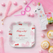 Coquette Cherry Baby shower Papieren Bordje (Feest)