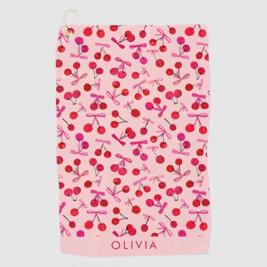 Coquette Cherry & boog patroon Golfhanddoek (Voorkant)