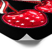 Coquette Cherry Bow Patriottische Vlag van de VS 4 Poster (Hoek)