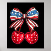 Coquette Cherry Bow Patriottische Vlag van de VS 4 Poster (Voorkant)