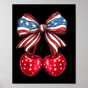 Coquette Cherry Bow Patriottische Vlag van de VS 4 Poster
