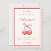Coquette Cherry & Bow Valentijns of Galentines Day Feestdagenkaart (Voorkant)
