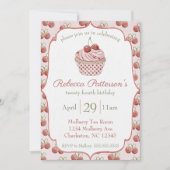 Coquette Cherry Cupcake Waterverf Verjaardagsfeest Kaart (Voorkant)